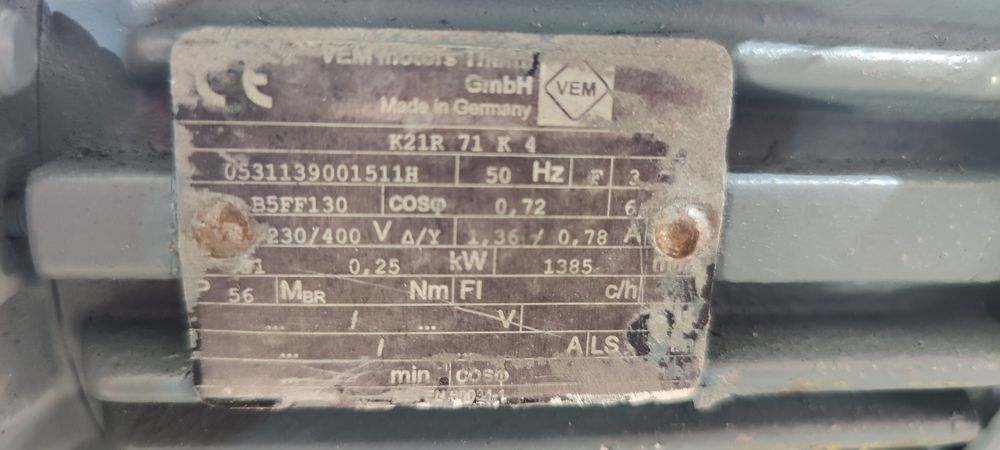 Motor electric trifazat cu reductor, 0.25kW, 76rpm, 380V