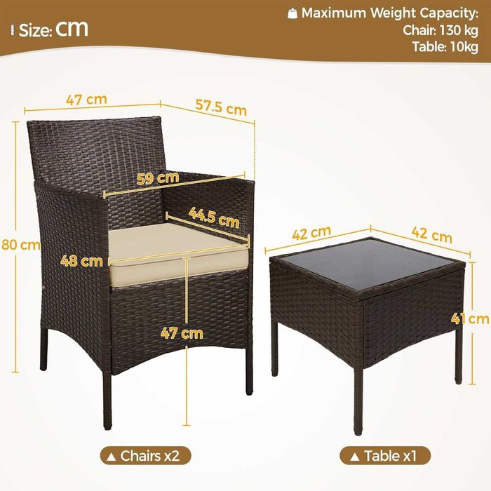 Set mobilier de grădină 3 piese din ratan sintetic |S 615116 BrownKhak