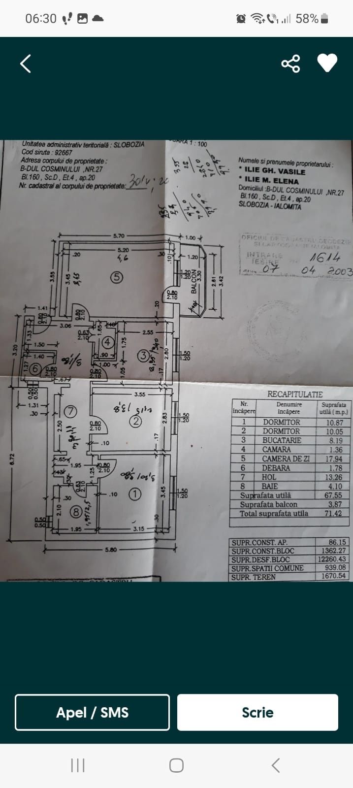 Apartament de vânzare