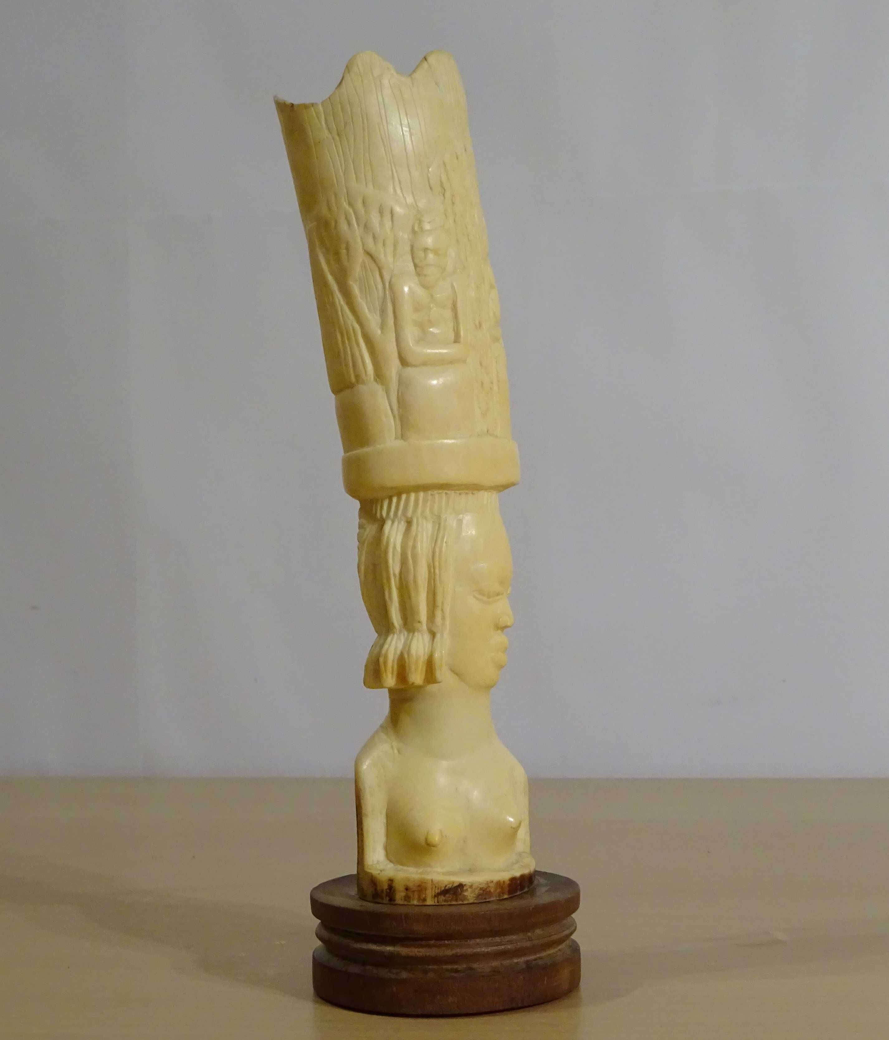 Statueta Tribala Africana sculptata manual, 'Tanara Yoruba piesa veche