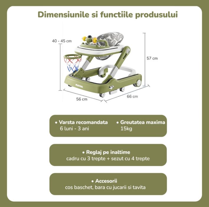 Premergator copii 2 in 1 Mavio verde