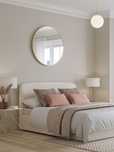 Oferta! Livrare 3 zile | Pat Crem tapitat Luca | 180x200 |Somiera fixa