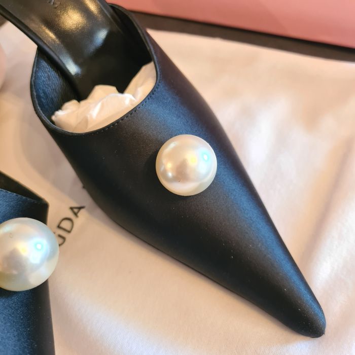 Sandale Magda Butrym - 11 cm/black satin, piele naturala/size 38,39