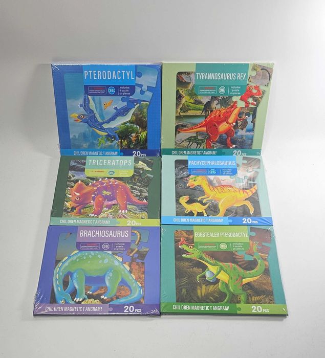 НАМАЛЕНИЯ! 6 модела магнитни пъзели с динозаври с магнитни корици