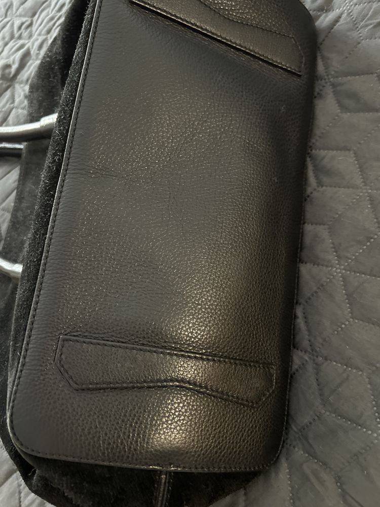 Geanta MUSETTE - office, piele intoarsa neagra