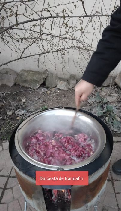 Combina gătit afară. Disc, paravânt, suport ceaun, tigaie-grătar.