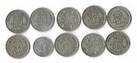 Lot 10 monede 3 si 6 pence argint - Marea Britanie