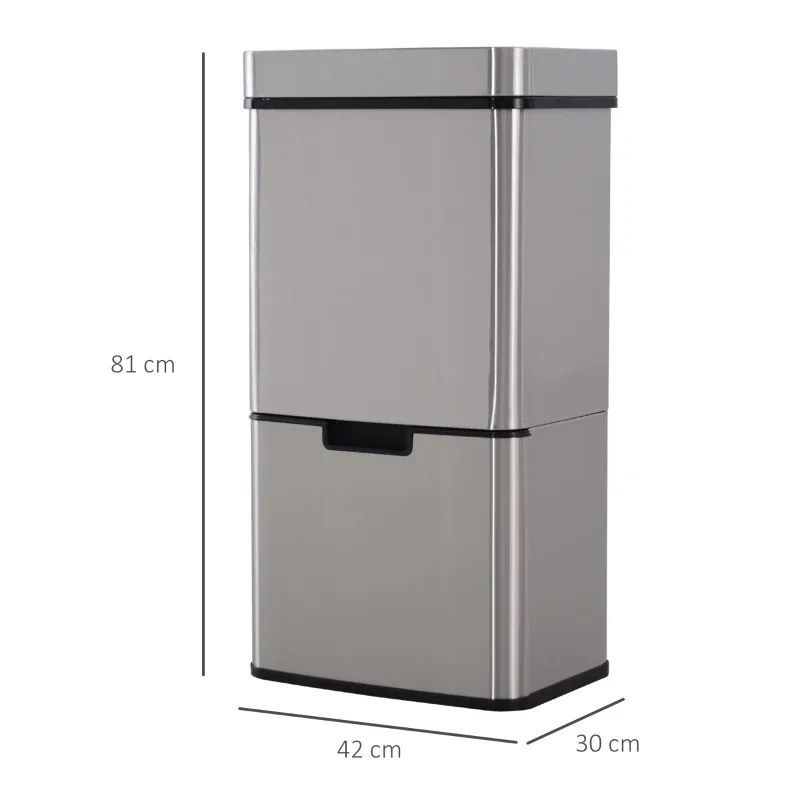 HOMCOM 47L Сензорен кош за боклук + 2 x 12.5L