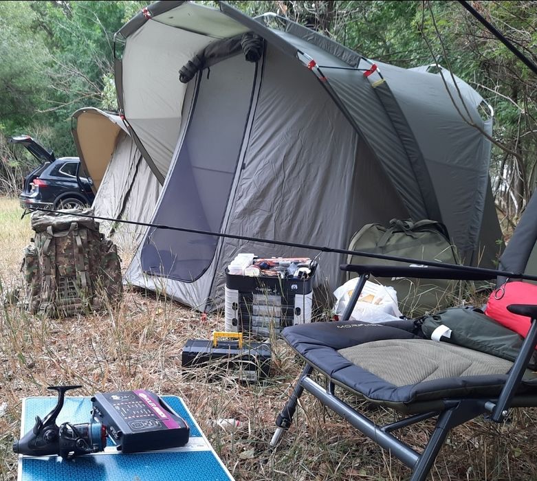 Cort pescuit / camping VidaXL, 4 persoane, verde masliniu