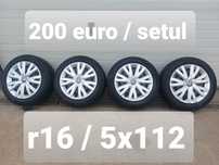 Jante tabla r16 + anvelope iarna 205 55 16 + capace originale / 5x112