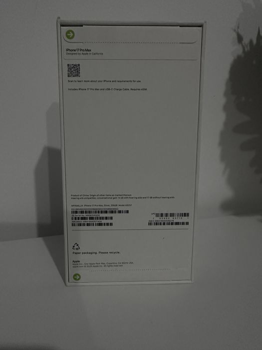 iPhone 17 PRO MAX | 256 GB | Silver | Sigilat eSim si iPhone 17 PRO