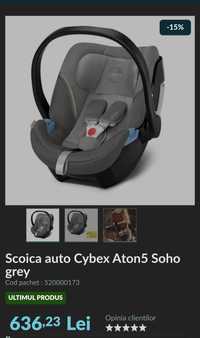 Scoica auto pentru copii Cybex Gold Aton 5, 0-13 kg, Soho Grey