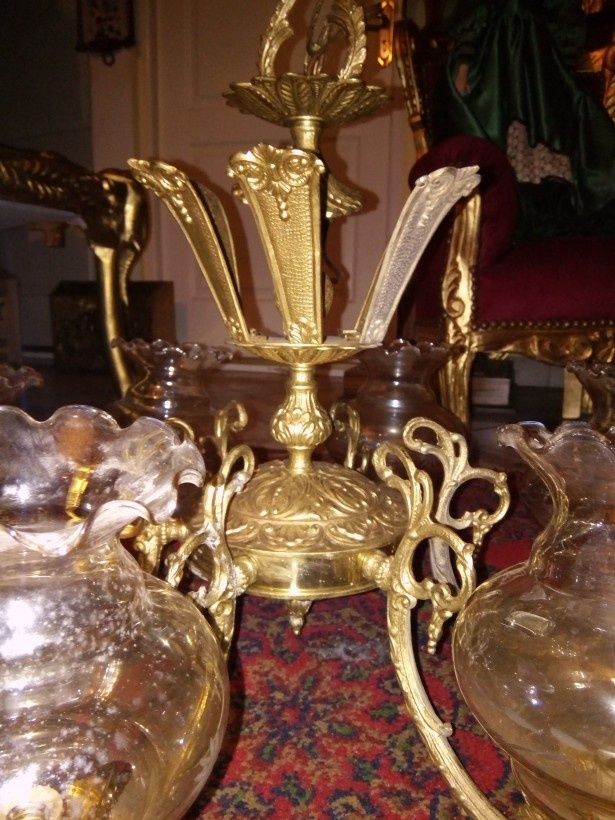 Elegant candelabru in stilul francez Empire din bronz masiv cu 6 brațe