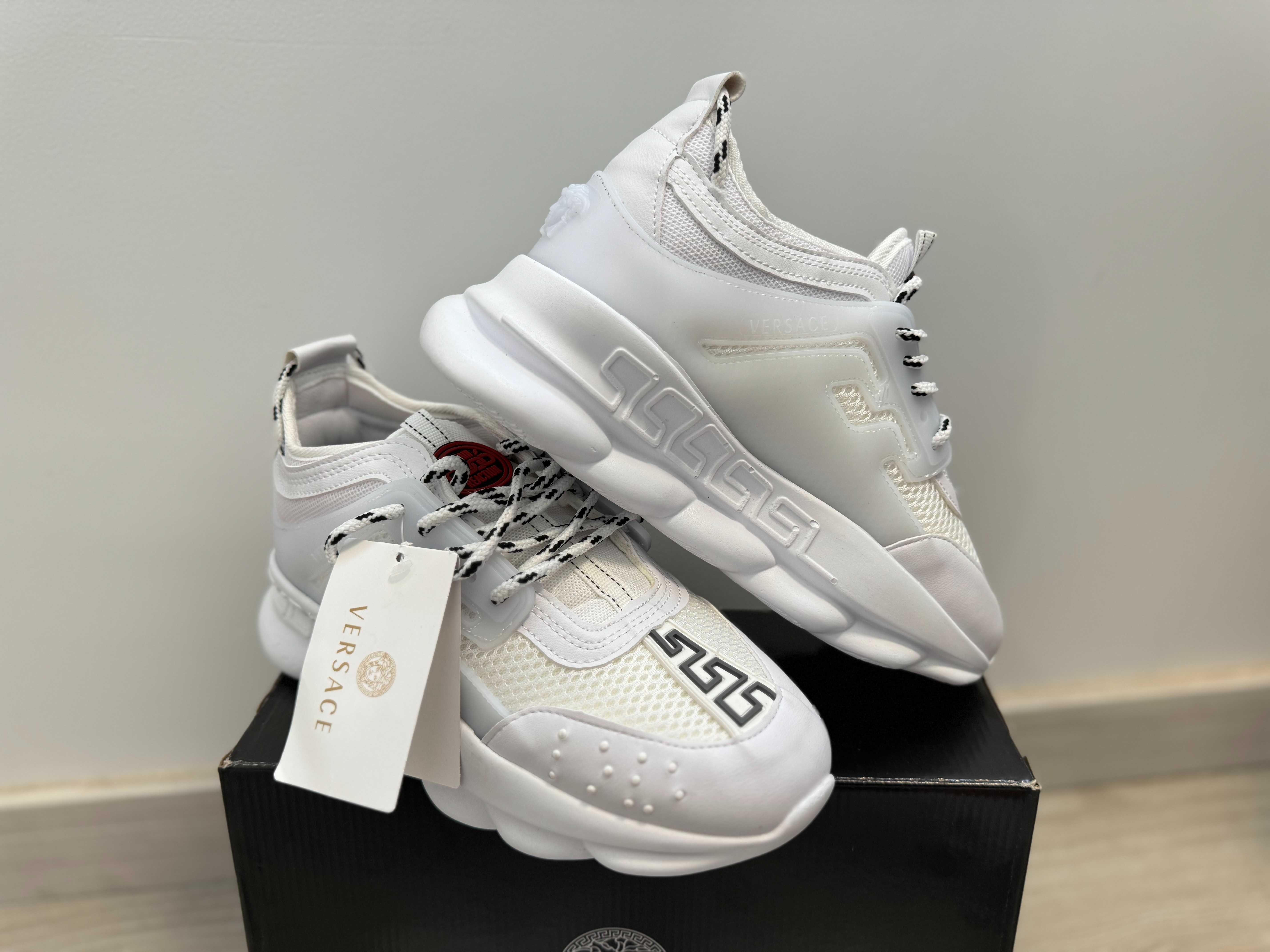 Adidasi VERSACE Chain Reaction White - Full Box -Produs Nou