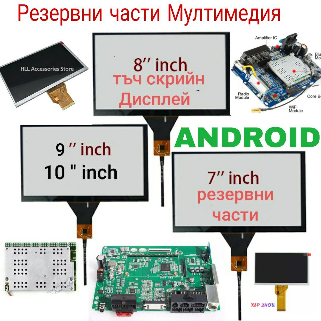 Части дисплей тъч платка android кабели canbuss декодер микрофон gps