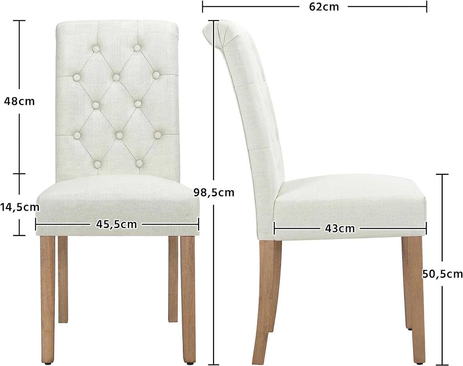 Set 2 scaune tapitate cu spatar inalt, picioare din lemn de stejar