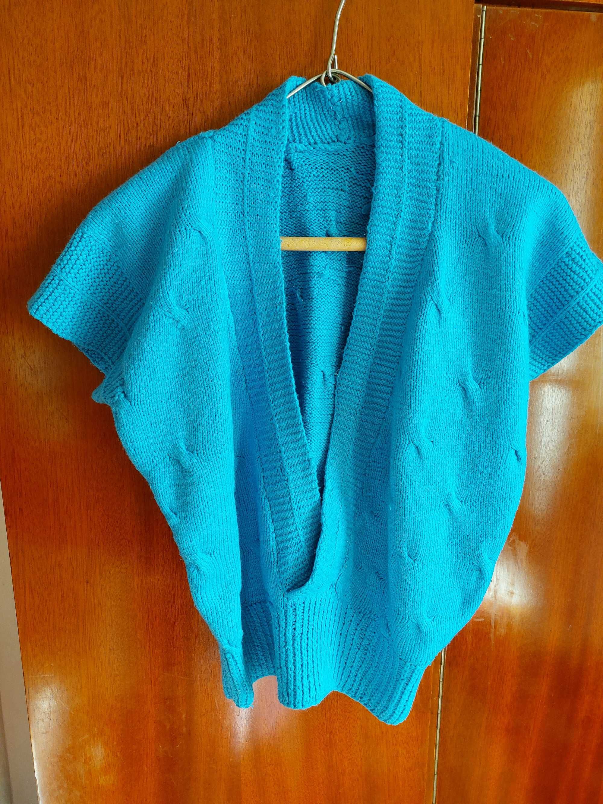 Vesta pulover M (L) (fara maneci) frumoasa tricotata manual, nepurtata