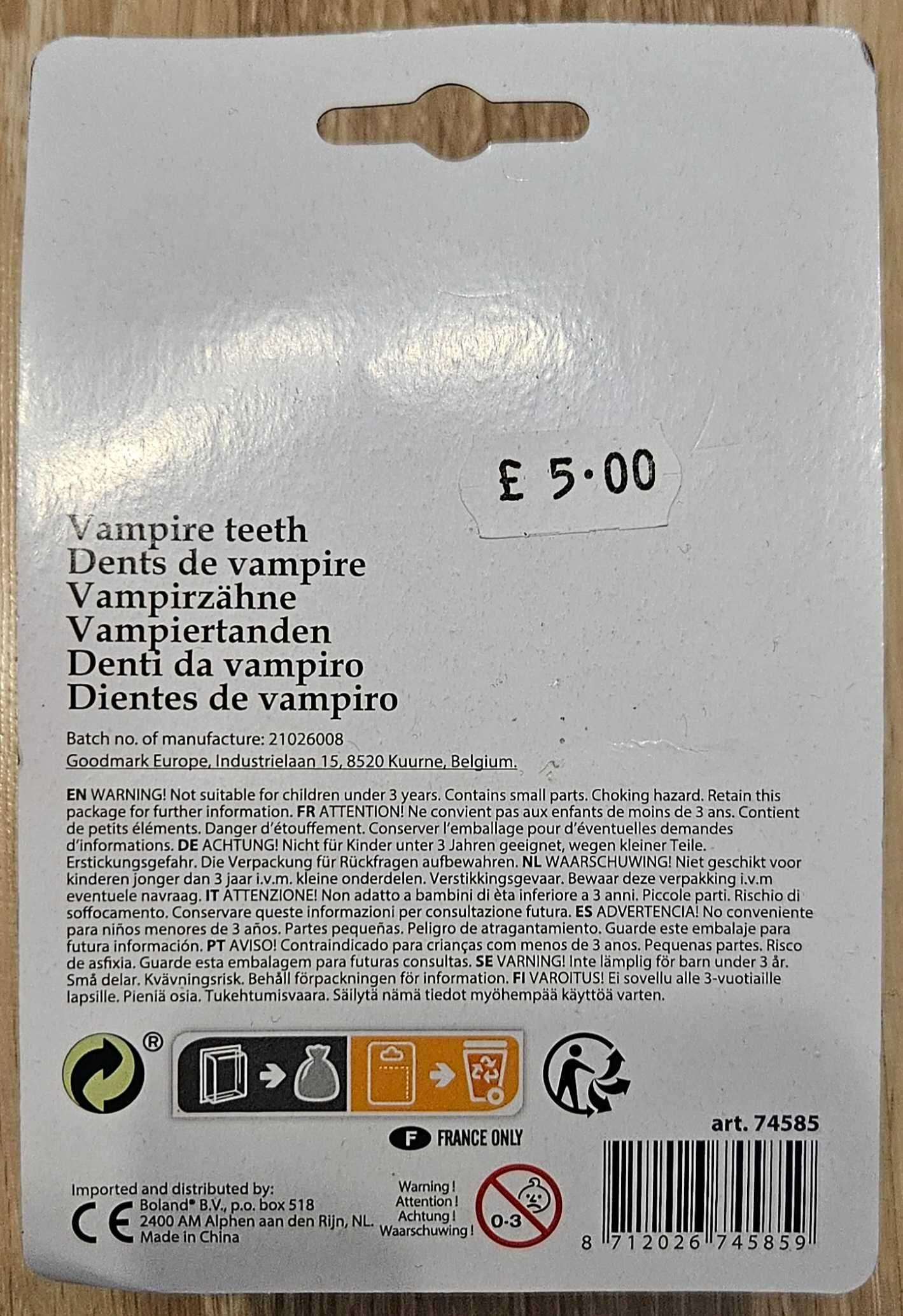 Вампирски зъби (горни) за Хелиуин