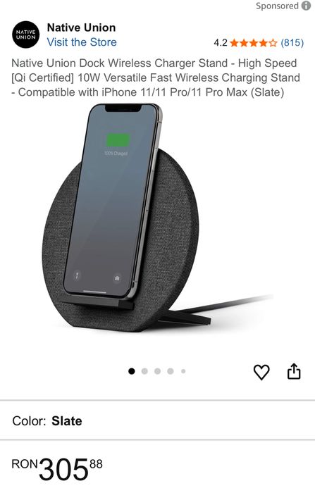 Wireless charger dock incarcator NATIV UNION