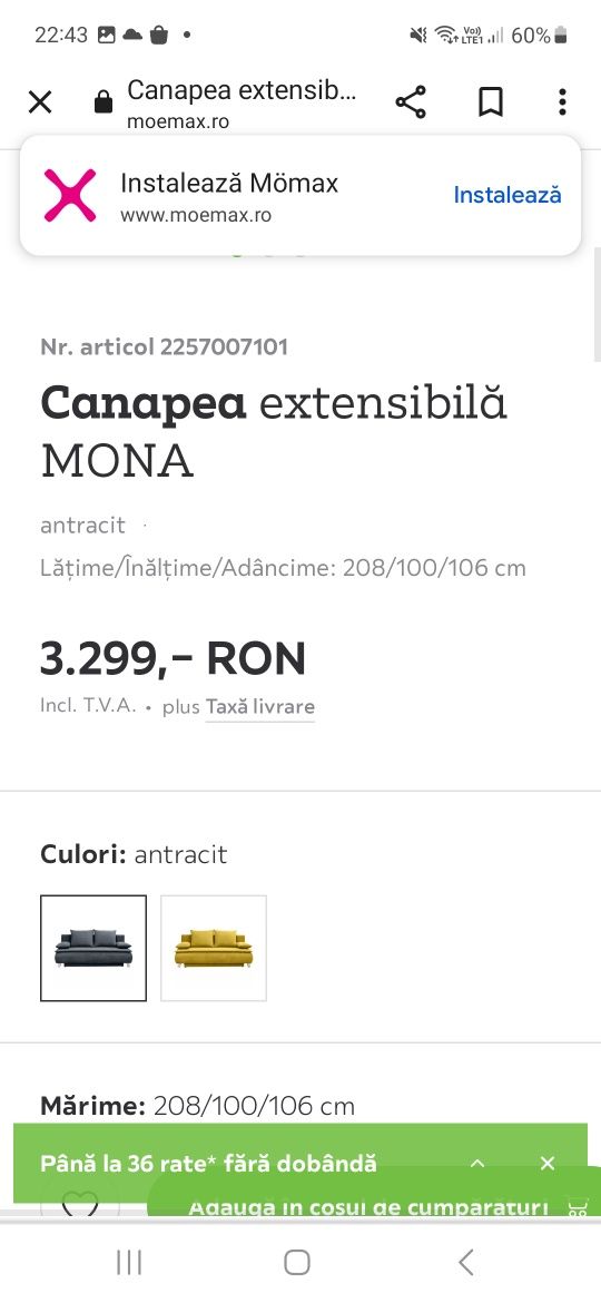 Canapea momax oferta noua