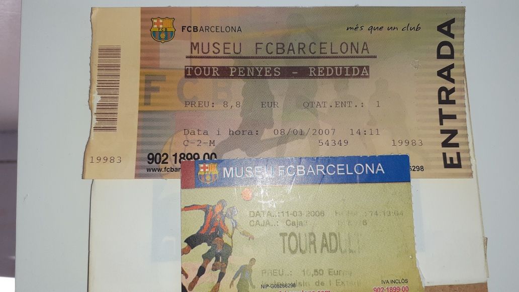 Vand 2 bilete intrare museu  F.C.Barcelona+ stadion