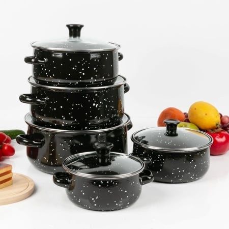 Комплект тенджери Pandeia DP-8357, Емайл, 5 броя