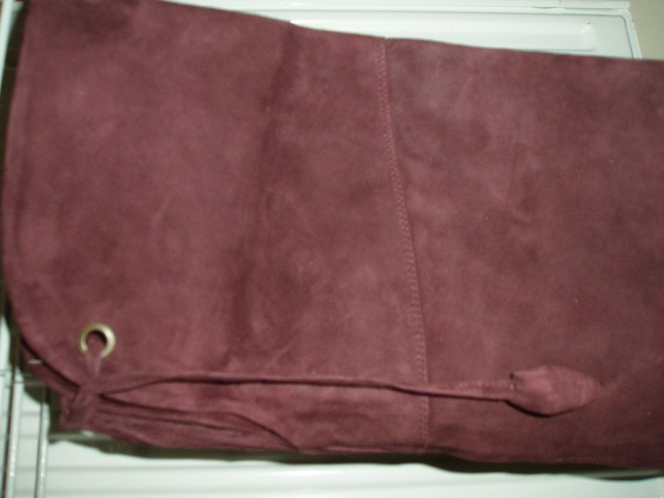 cizme dama inalte piele intoarsa bordo 37 redus