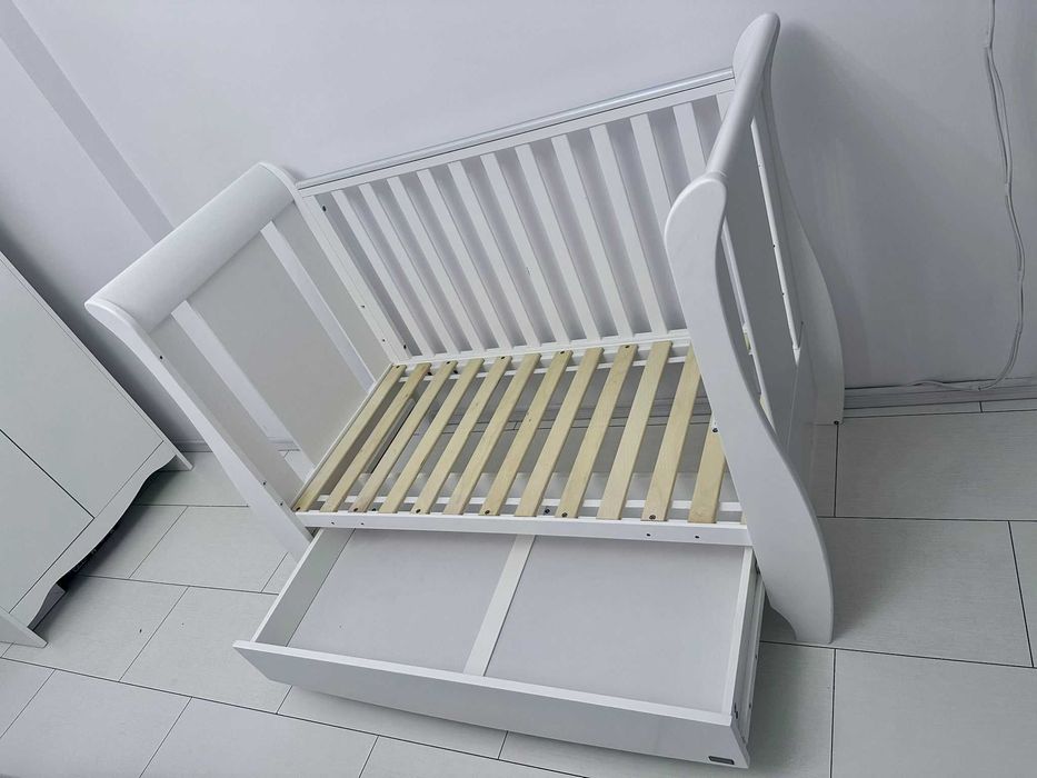 Pătuț alb 3 în 1 + saltea CADOU – stare foarte bună