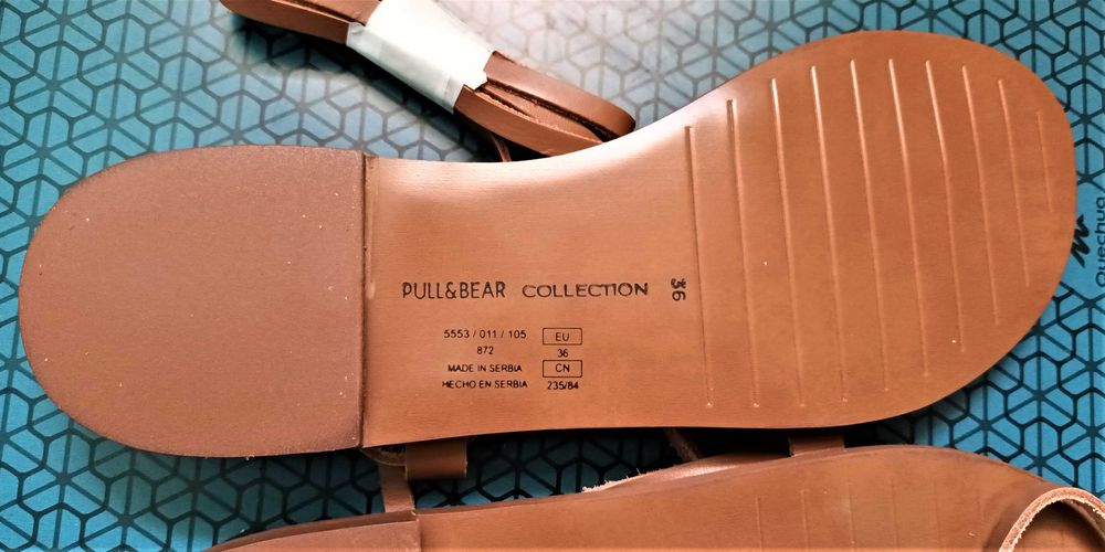 Pull & Bear Sandale maro negre cu bretele infasurate, marimea 36