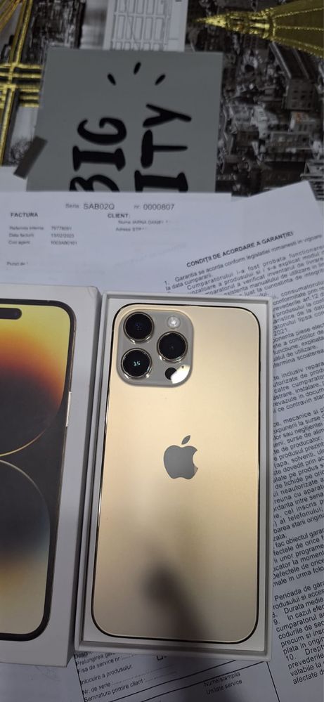 iPhone 14 pro max gold plus factura și garanție