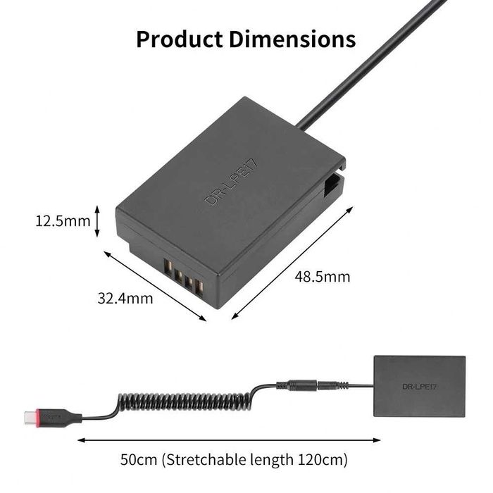 Alimentator USB-C LP-E17 Canon 750D 760D 800D 850D 77D 200D M3 M5 M6