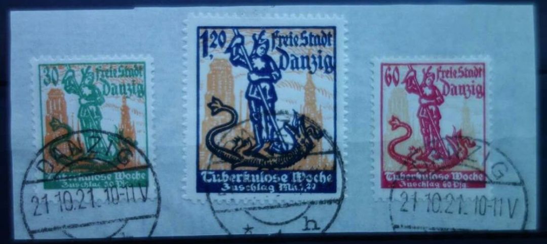 1921 Set timbre cu ștampilă expert pe spate Danzig Germania