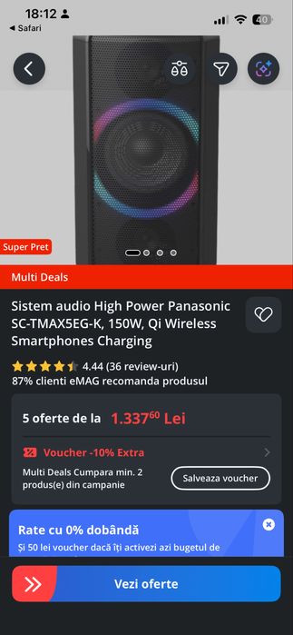 Sistem audio High Power Panasonic SC-TMAX5EG-K, 150W