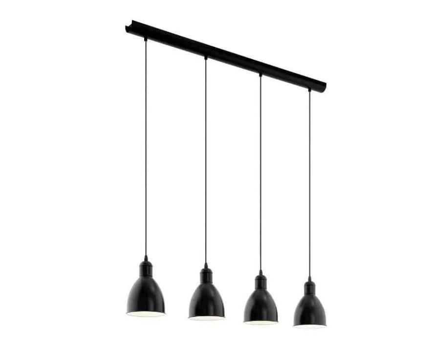 Pendul vintage Priddy, EGLO 4x40W, otel, negru-alb inaltime reglabila