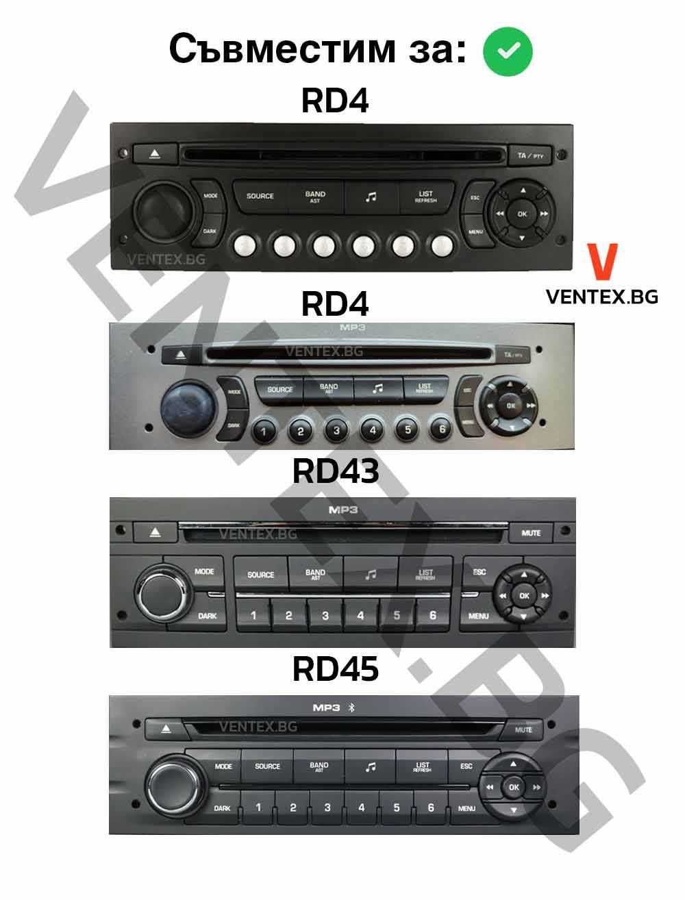 Bluetooth адаптер за Peugeot, Citroen RD4 + Микрофон и управление WEFA