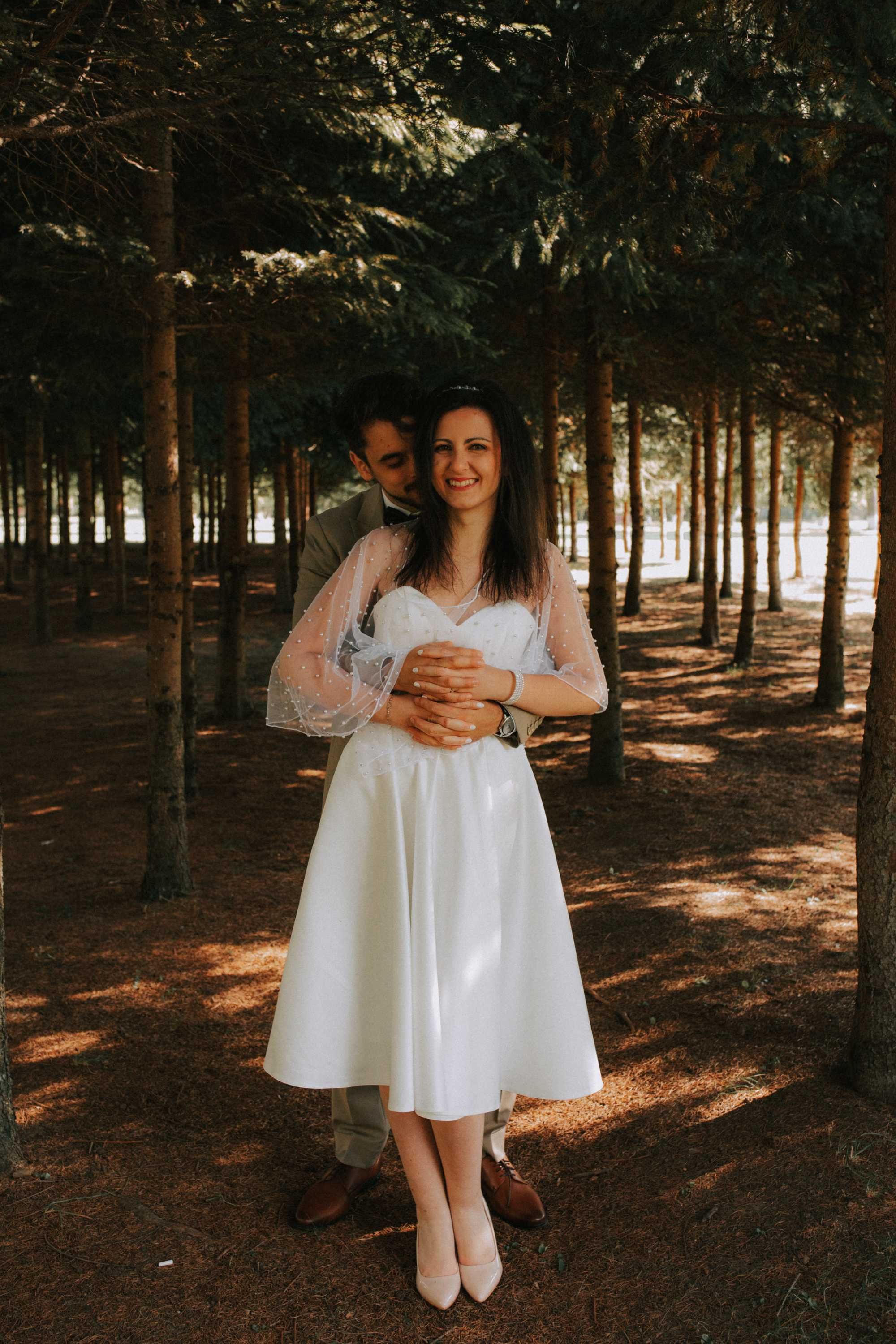 Rochie midi albă de cununie Lariette - Stare impecabilă