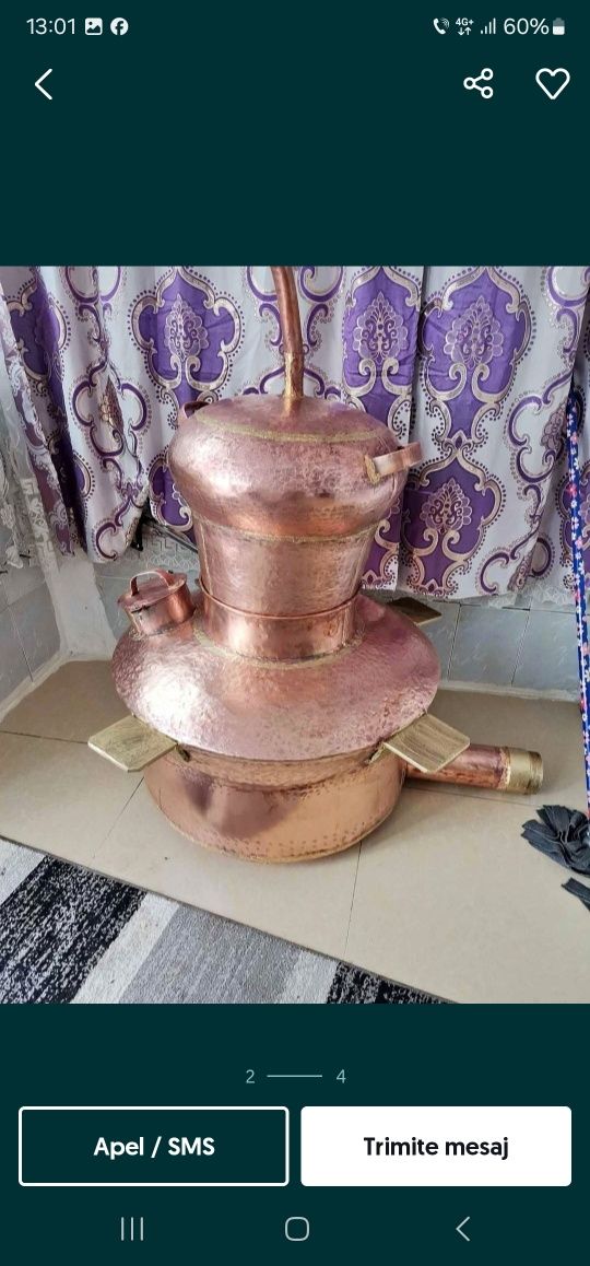 vând urgent cazan de făcut țuică de litri 80 la 1600lei