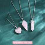 Set 3 cristale Cuarț Roz+Colier piele eco. Reiki, aduc iubire, noroc.