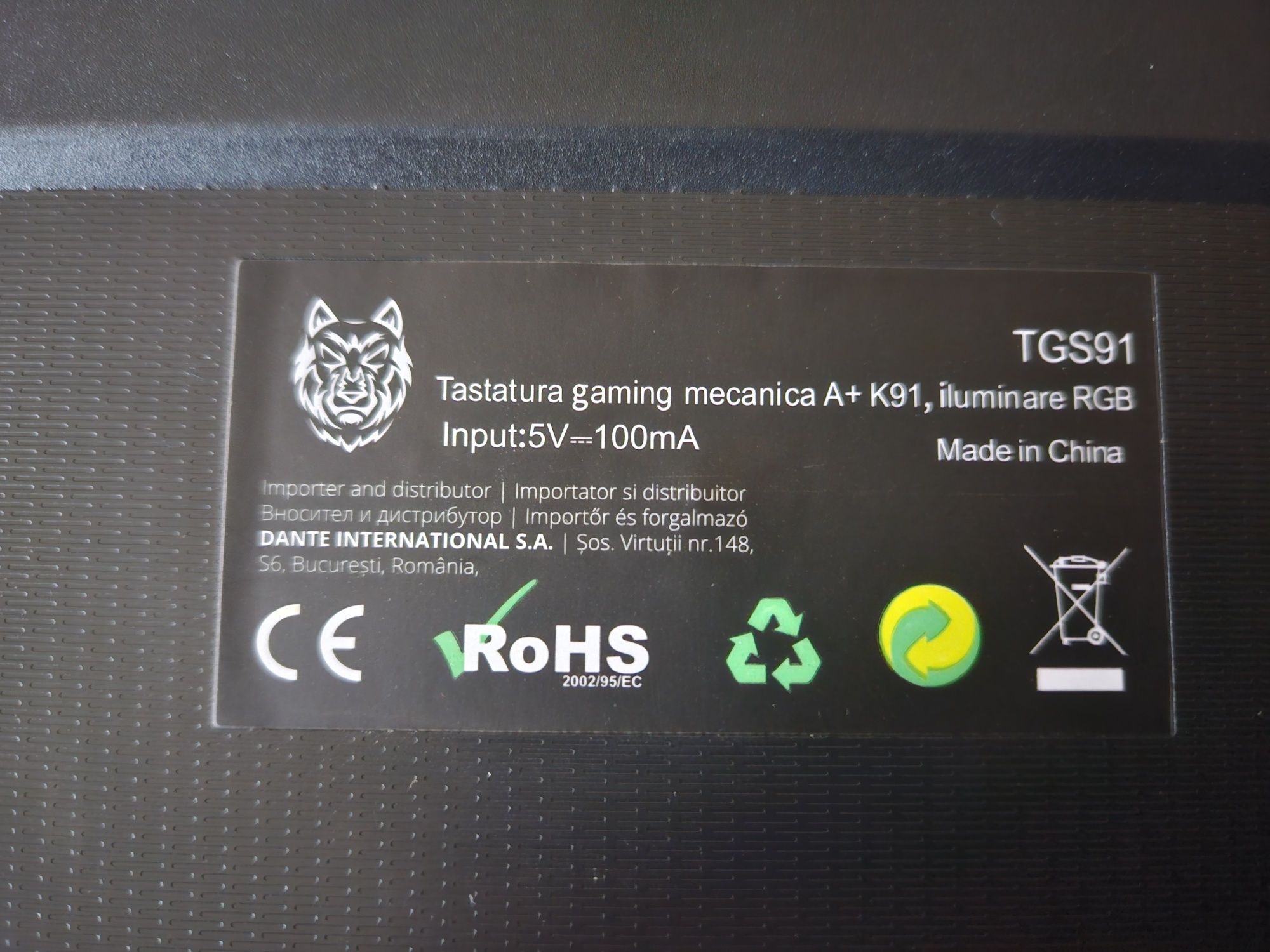 Tastatura Gaming mecanica A+ K91 RGB