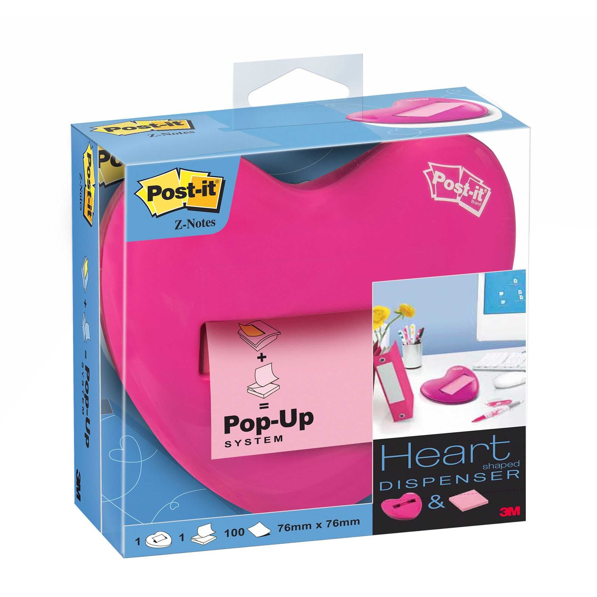 Dispenser Post-it 3M, Inima, include 1 bucata notite adezive Post-it Z