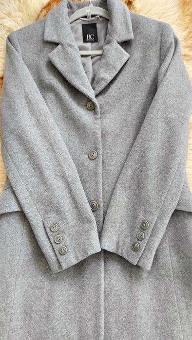 Palton lana+casmir 80 % gri, marimea 36, impecabil