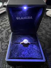 Inel logodna aur 9k cu diamante 0,285kt nou cutie certificat autentic