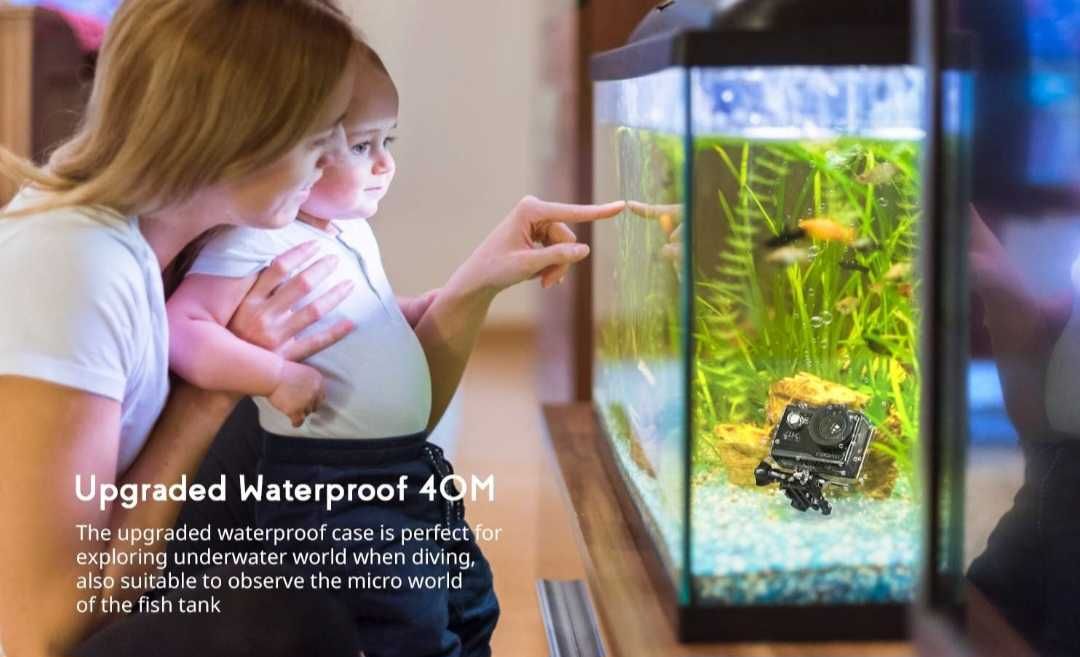 COOAU 4K20MP WiFi екшън камера външен микрофон дистанционно подводна