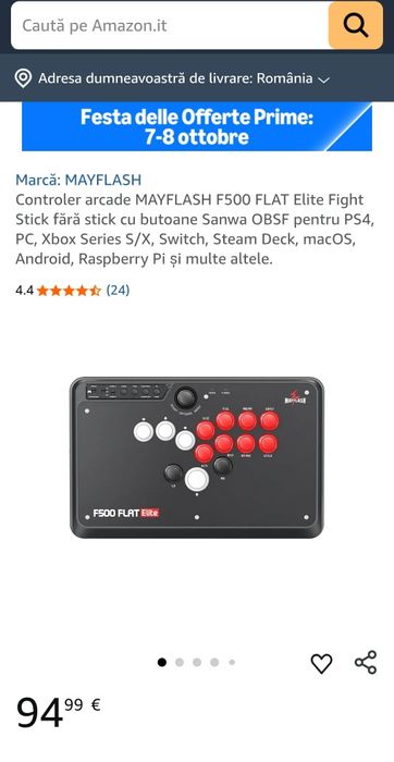 Controler arcade MAYFLASH F500 FLAT Elite Fight Stick fără stick cu bu