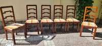 set 6 scaune stil Art Deco Nouveau, din lemn masiv nuc, tapitate & arc