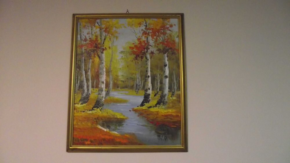 СТАРА картина - / Пейзаж - Брези /- масло - Супер -