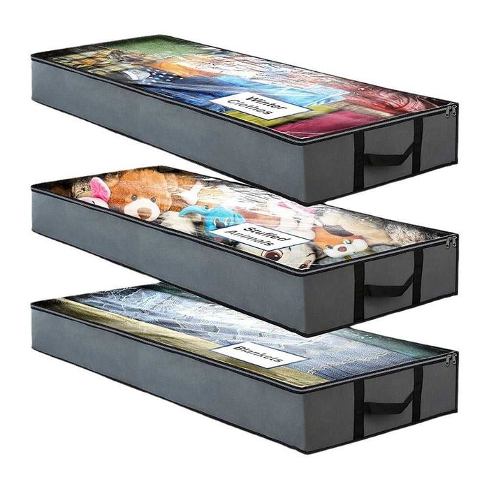 Organizator haine cu fermoar pentru depozitare sub pat, 100x50x18cm