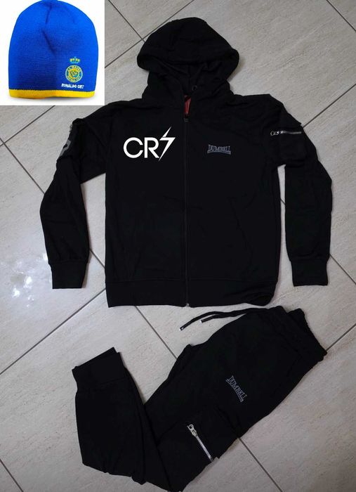CR7 Сет Зимна Шапка + Детски анцуг Роналдо Черен Анцуг Португалия