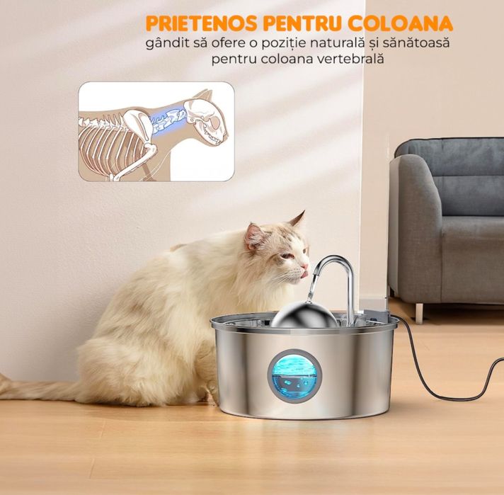 Dispenser apa automat tip fantana pentru pisici si caini