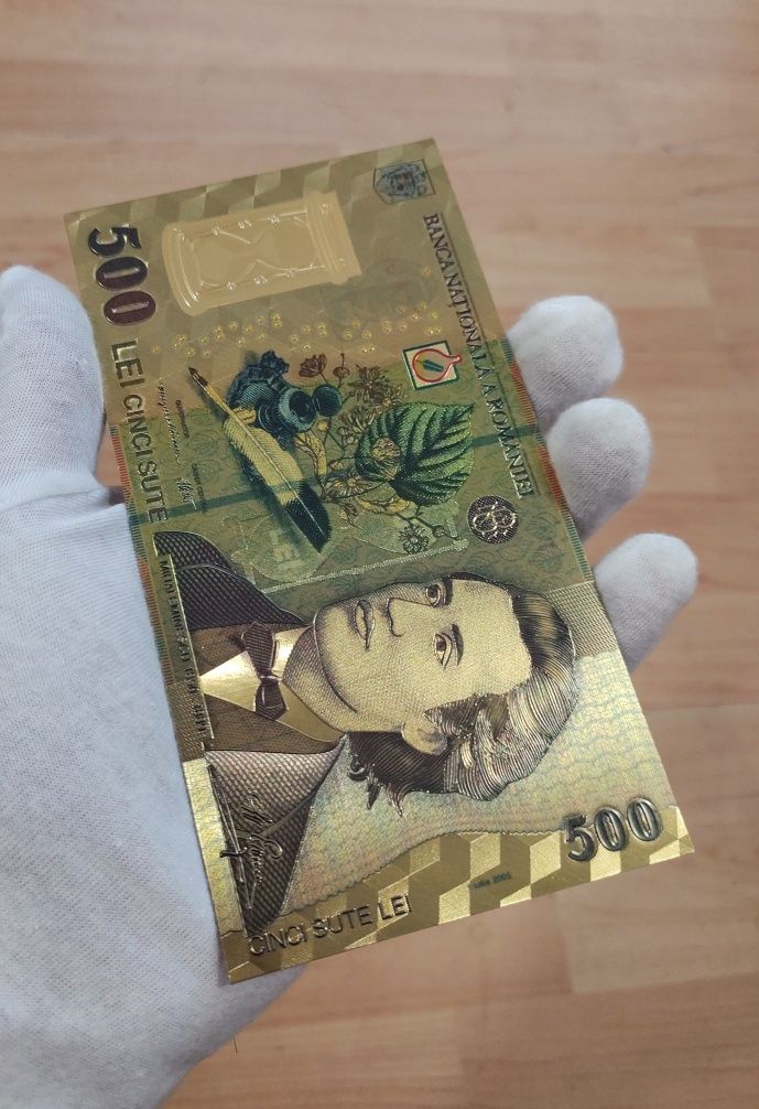 Vând bancnote românești 500 LEI GOLD (souvenir)